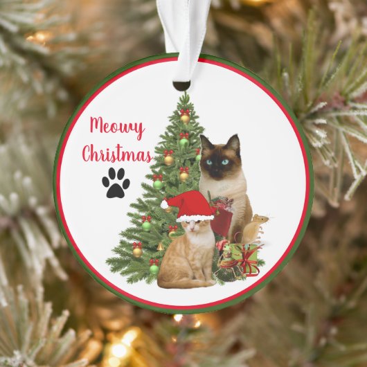Cute Meowy kerstkat Friends Ornament (Boom)