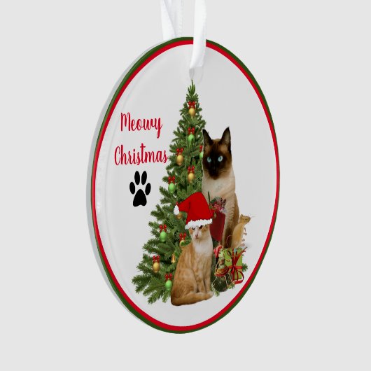 Cute Meowy kerstkat Friends Ornament (voorkant)