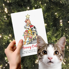 Cute Meowy Kerstkat Kerstboom Feestdagenkaart