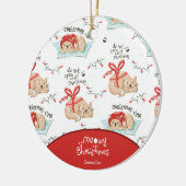 Cute Meowy kerstkat met voornaam Kerstmis Keramisch Ornament (Links)