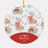Cute Meowy kerstkat met voornaam Kerstmis Keramisch Ornament (Achterkant)