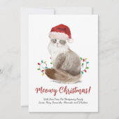 Cute Meowy kerstkat Santa Hat Custom Feestdagenkaart (Voorkant)