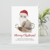 Cute Meowy kerstkat Santa Hat Custom Feestdagenkaart (Staand voorkant)