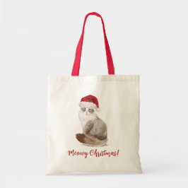 Cute Meowy kerstkat Tote Bag
