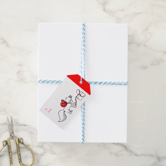 Cute Meowy kerstKatten Cadeaulabel (Met Touw)