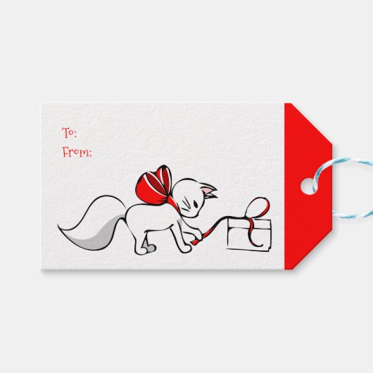 Cute Meowy kerstKatten Cadeaulabel (Voorkant (Horizontaal))