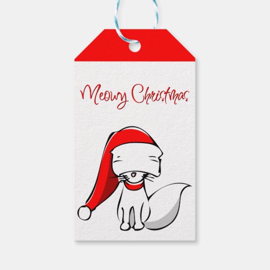 Cute Meowy kerstKatten Cadeaulabel (Achterkant)