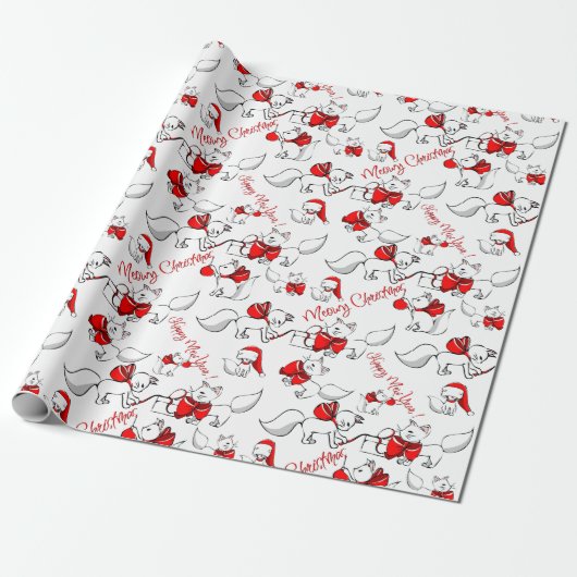 Cute Meowy kerstKatten Cadeaupapier (Uitgerold)