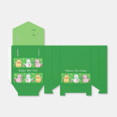 Cute Meowy kerstkatten Green Bedankdoosjes (Uitgevouwen)