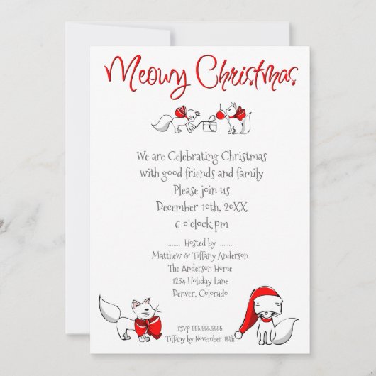 Cute Meowy kerstKatten Kaart (Voorkant)