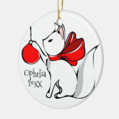 Cute Meowy kerstKatten Keramisch Ornament (Links)
