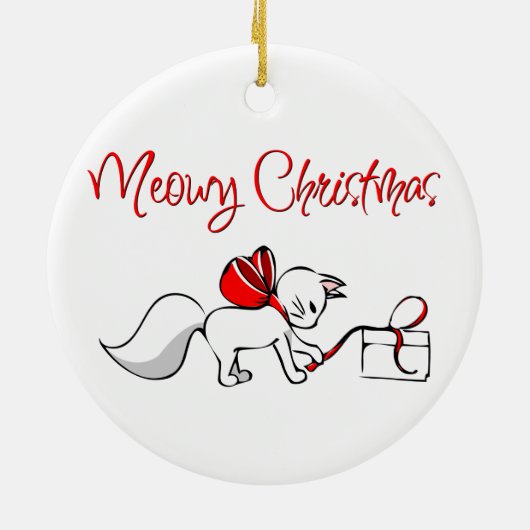 Cute Meowy kerstKatten Keramisch Ornament (Achterkant)
