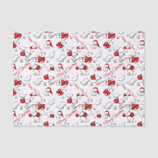 Cute Meowy kerstKatten Tissuepapier (Voorkant)