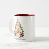 Cute Meowy kerstkatten Tweekleurige Koffiemok (Voorkant links)
