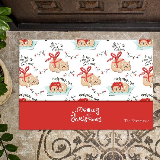 Cute Meowy Kerstmis Kat Pattern Deurmat