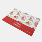 Cute Meowy Kerstmis Kat Pattern Deurmat (Schuin)