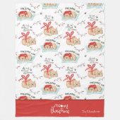 Cute Meowy Kerstmis Kat Pattern Fleece Deken (Voorkant)