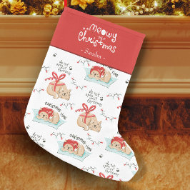 Cute Meowy Kerstmis Kat Pattern Kleine Kerstsok