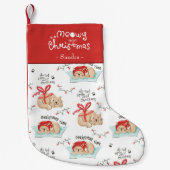 Cute Meowy Kerstmis Kat Pattern Kleine Kerstsok (Voorkant)