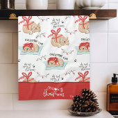 Cute Meowy Kerstmis Kat Pattern Theedoek