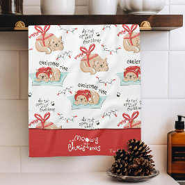 Cute Meowy Kerstmis Kat Pattern Theedoek