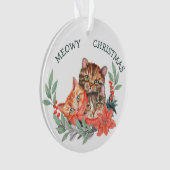 Cute Meowy Kerstmis Kitten Wreater Kinderen Ornament (voorkant)