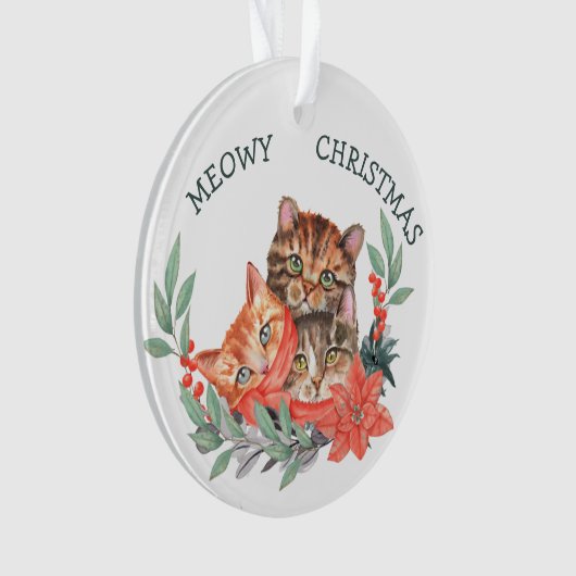 Cute Meowy Kerstmis Kitten Wreater Kinderen Ornament (voorkant)
