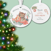 Cute Meowy Kerstmis Kitten Wreater Kinderen Ornament