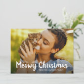 Cute Meowy Kerstmis Pet Cat Foto Feestdagenkaart (Staand voorkant)