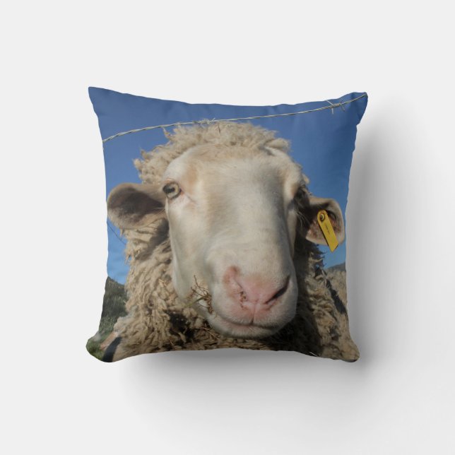 Cute Merino Sheep Head Animal Kussen (Voorkant)
