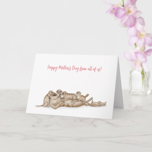 Cute merkats Moederdag kaart voor grote familie (Orchidee)