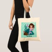 Cute mermadi voegt naam meiden canvas tas toe (Voorkant (product))