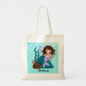 Cute mermadi voegt naam meiden canvas tas toe (Voorkant)