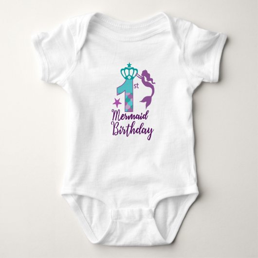 Cute Mermaid 1st Birthday Romper (Voorkant)