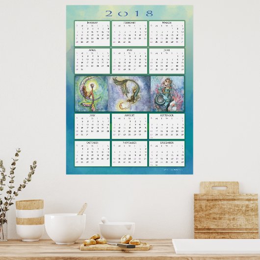 Cute Mermaid 2018 Agenda Poster (Keuken)