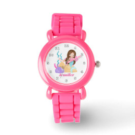 Cute mermaid add name girl watch horloge