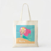 Cute mermaid add name meiden strand tas (Voorkant)
