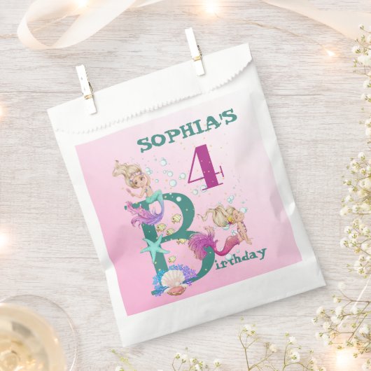 Cute Mermaid Age Pink Blue Bedankzakje (Geknipt)