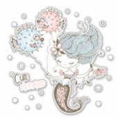 Cute Mermaid and Blowfish Tail Sticker (Voorkant)