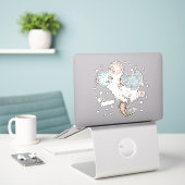 Cute Mermaid and Blowfish Tail Sticker (Laptop op bureau)