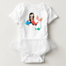 Cute Mermaid and Fish Baby Bodysuit Tutu