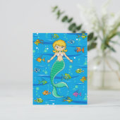 Cute Mermaid and Fish Briefkaart (Staand voorkant)
