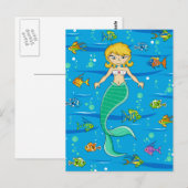 Cute Mermaid and Fish Briefkaart (Voorkant / Achterkant)