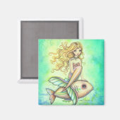 Cute Mermaid and Fish Magnet (Voorkant / Achterkant)