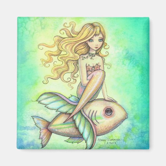 Cute Mermaid and Fish Magnet (Voorkant)