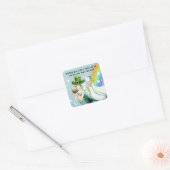 Cute Mermaid and Pot o'Gold St. Patrick's Day Vierkante Sticker (Envelop)