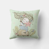 Cute Mermaid and Starfish Waterverf Girl Kussen (Achterkant)