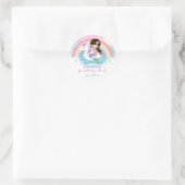 Cute Mermaid and Unicorn Pool Birthday Party Favor Ronde Sticker (Tas)