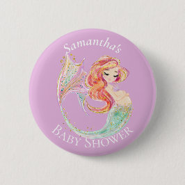 CUTE MERMAID BABY SHOWER Button