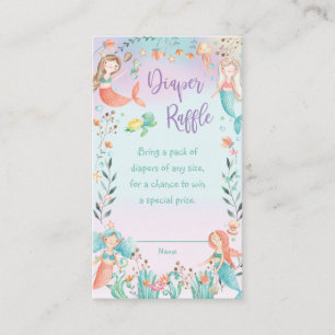 Cute Mermaid Baby shower Diaper Raffle Ticket Informatiekaartje